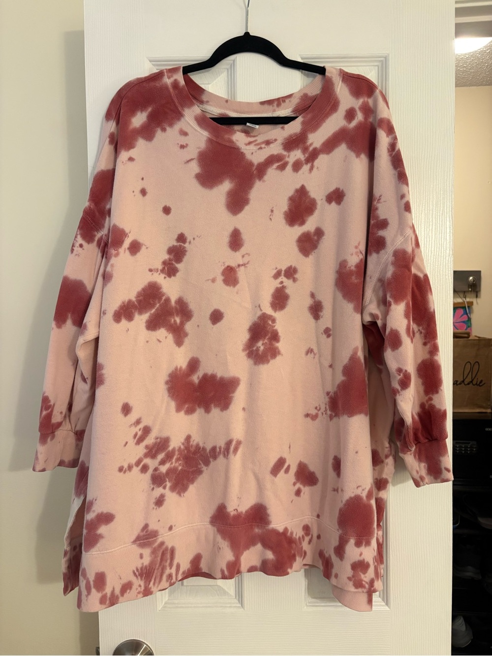 Old Navy Pink and Rust Tie-Dye Crewneck Sweatshirt